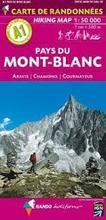 A1. PAYS DU MONT BLANC. HIKING MAP 1:50.000 -RANDO EDITIONS. ARAVIS, CHAMONIX, COURMAYEUR Abverkauf