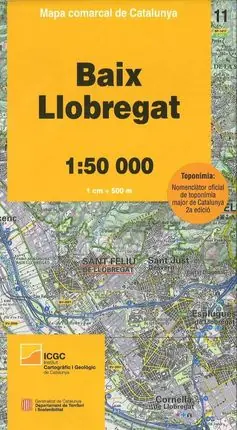 11 BAIX LLOBREGAT 1:50.000 -MAPA COMARCAL CATALUNYA -ICGC Super-Preis