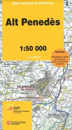 03 ALT PENEDES 1:50.000 -MAPA COMARCAL CATALUNYA -ICGC Sale