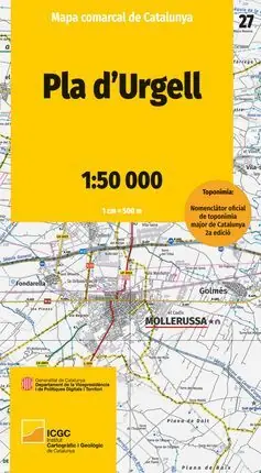 Zertifiziert 27 PLA D'URGELL 1:50.000 -MAPA COMARCAL CATALUNYA -ICGC