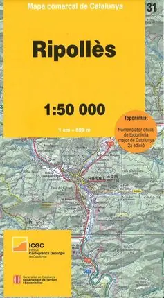 31 RIPOLLÈS 1:50.000 -MAPA COMARCAL CATALUNYA -ICGC Sale