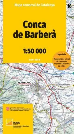 16 CONCA DE BARBERÀ 1:50.000 -MAPA COMARCAL DE CATALUNYA -ICGC Neue Kollektion
