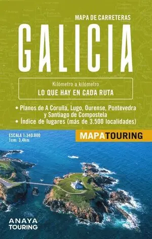MAPA DE CARRETERAS GALICIA (DESPLEGABLE), ESCALA 1:340.000. PLANOS DE A CORUÑA, LUGO, OURENSE, PONTEVEDRA Y SANTIAGO DE COMPOSTELA Neuheit