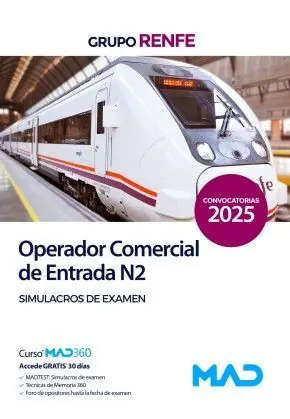 Saisonangebot SIMULACROS DE EXAMEN OPERADOR COMERCIAL DE ENTRADA N2 GRUPO RENFE. CONVOCATORIA 2025